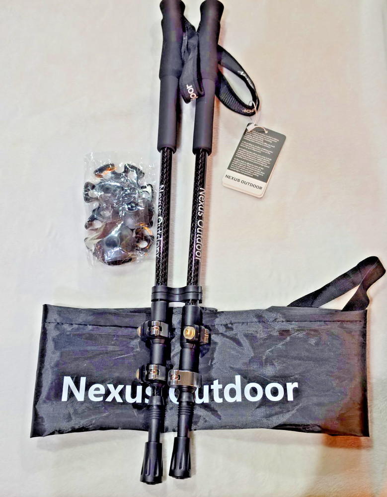 New pair of Nexus Outdoor Carbon Fiber trekking poles w/ accessories