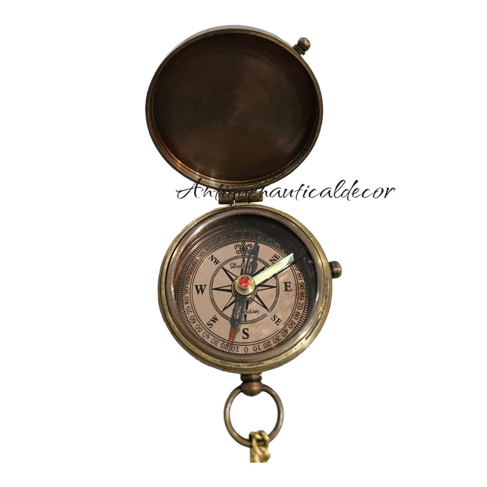 Robert Browning Engraved Antique Brass Compass – Personalized Gift for Couples