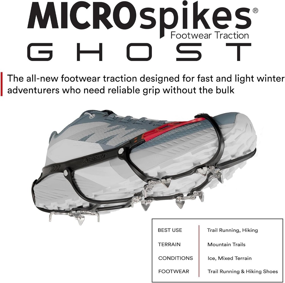 Kahtoola GHOST ULTRALIGHT MICROspikes Winter Traction, Ice Grips – SMALL, LAVA