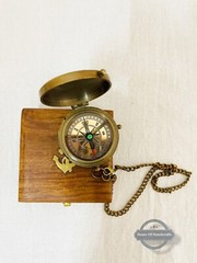 primium brass compass with wooden box,vintage compass,pocket size
