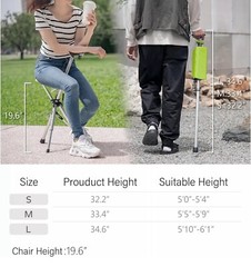 34.6″ STEP2GOLD Ta-Da Chair Trekking Hiking Pole Walking Cane Chair Foldable