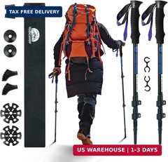 Collapsible Trekking Poles for Hiking 2 Pack – Adjustable Aluminum Hiking Poles,
