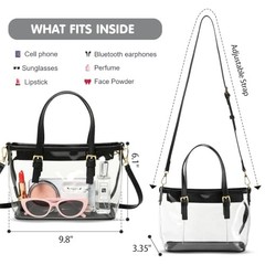 Clear Bag for Stadium Events, Stadium Approved Clear Crossbody Bag, Clear Black