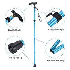 Trekking Poles, Collapsible Hiking Pole 33-37 Inch Folding Aluminum Alloy Blue