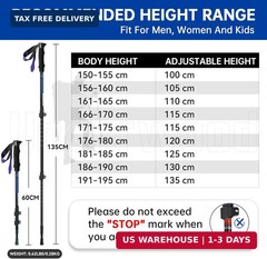 Collapsible Trekking Poles for Hiking 2 Pack – Adjustable Aluminum Hiking Poles,