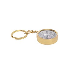 Vintage Brass Compass Keychain, Gold Finish, 11 cm, Travel & Hiking Accessory