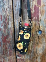 Water Bottle -card holder- phone- Cross Body Bag hiking travel Sunflowers …….z7