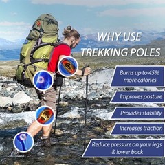 Trekking Poles – Black and Red Collapsible with Storage bag