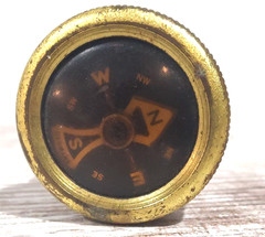 Vintage Brass Hunting Jacket Pin-on Compass, Japan