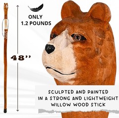 Carved Walking Stick with Animal Head – Lightweight and Strong Wooden Treckking