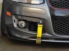 Fabric Tow Loop Strap Fixed Length for Front or Rear Bumper, High Yellow