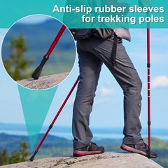 YALOJE 6PCS Walking Stick Tips, Shock Absorption Trekking Pole Black,6pcs