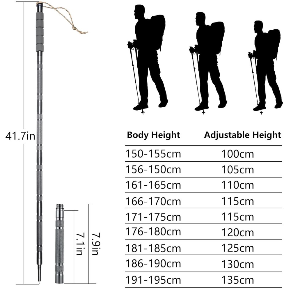 Adjustable Hiking Pole with Survival Accessories