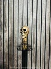 AURA 37″ Skull Brass Handle Walking Stick Rosewood Cane Grandfather/Mother Gift