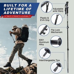 2x Trekking Poles Nordic Walking Hiking Sticks Anti-shock Adjustable Alpenstock