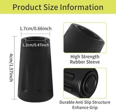 8 Pcs Universal Replacement Rubber Tips for Trekking Poles & Walking Sticks