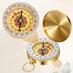 Brass Compass for Hiking Large Dial Pocket Compass with Keychain Loop Camping