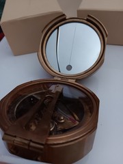 Vintage Brass Natural Sine Compass with mirror – Made in India Broken Mirror