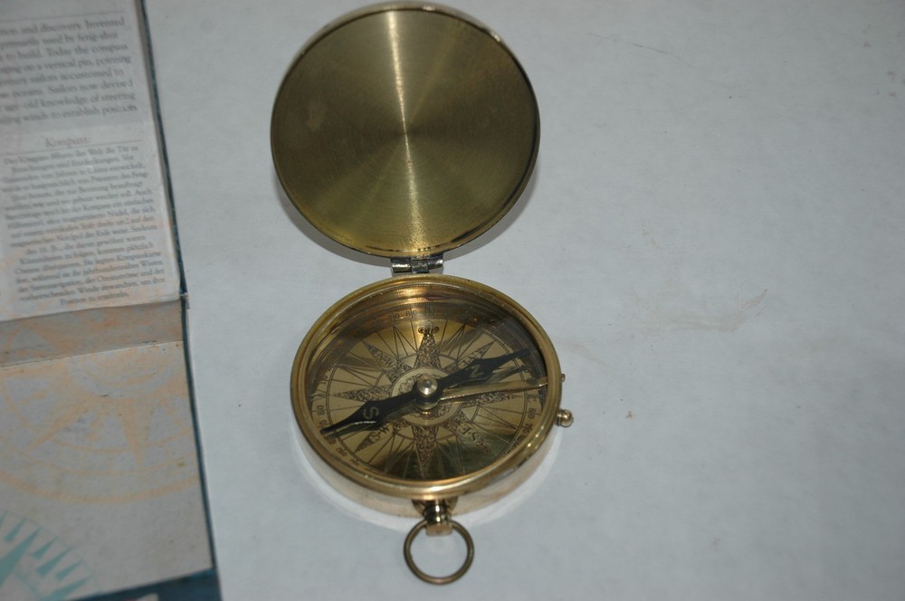 AM Polished Brass Hinged 3″ Compass Novelty Table Top Works (X4)
