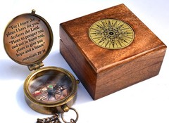 Solid Brass Engraved Compass Jeremiah 2911 Christian Baptism Communion Gift