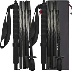 Lightweight Carbon Fiber Trekking Poles, Foldable 2-Pack, Straight Grip