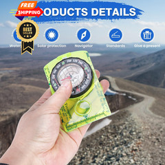 Outdoor Compass with Adjustable Declination, Magnifier, 1PCS, 1 PACK Green