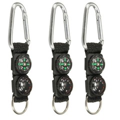 Multifunction Mini Compass Camping Survival Thermometer Carabiner Keychain Kit