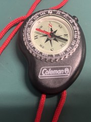 COLEMAN Black Compass with Degrees, LED Light, Red Lanyard, for Hiking & Camping