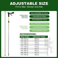 2X Collapsible Trekking Poles Lightweight Aluminum Folding Hiking Walking Sticks