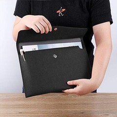 PU Leather A4 File Folder Document Holder Waterproof Portfolio Envelope Black