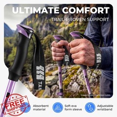 TANSTRIDER Trekking Poles Purple 43-53 Inch Adjustable