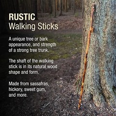 Hiking Stick Handcrafted Hickory Wood Walking Cane with Strap for Men Women