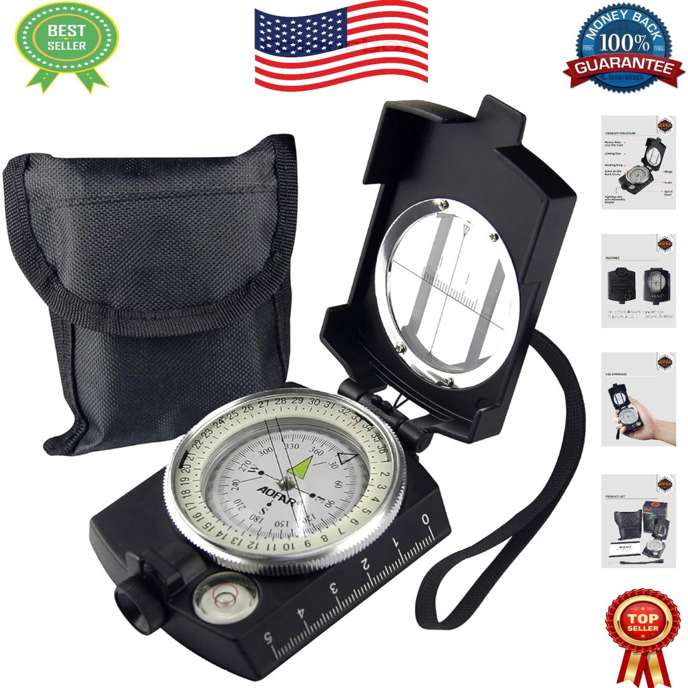 AF-4580 Waterproof Military Compass: Luminous Dial & Pouch for Adventure Seekers