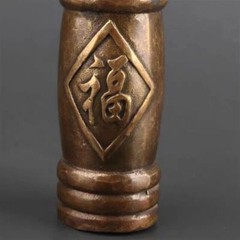 Brass Four Faced Buddha Head Walking Stick Cane Handle Top Topper Zen Decor
