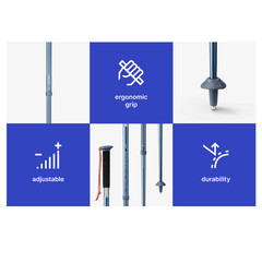 Decathlon Trekking/Hiking Pole Stick MT100 (Adjustable Push-Pin, Compact Design)