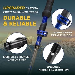 Carbon Fiber Trekking Poles – Lightweight Collapsible Hiking Poles, 2 PCS Nor…
