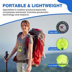 2PACK Orienteering Compass, Hiking Survival Compas, Compasses Kids for green