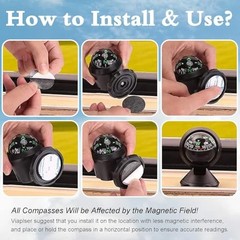 Compass for Car Dashboard Adjustable Navigation Guide Ball Portable Direction