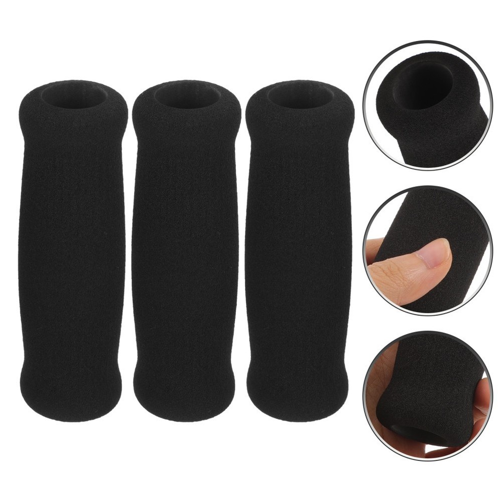3Pcs Reusable Thicken Walking Cane Handle Wraps Black Sponge Nonslip Grips