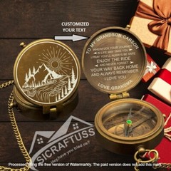 Personalized Hiking Brass Compass – Pocket Compass – Adventure Brass Compass
