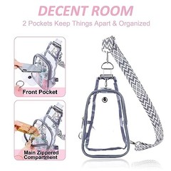 Clear Bag Stadium Approved, Clear Sling Bag with Embroidered Strap Grey