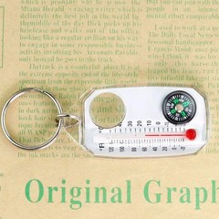 Pocket Survival Compass Multifunction Mini Keychain Camping Compass Thermometer