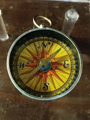 Fancy Engravable Aluminum Compass w Velvet Bag