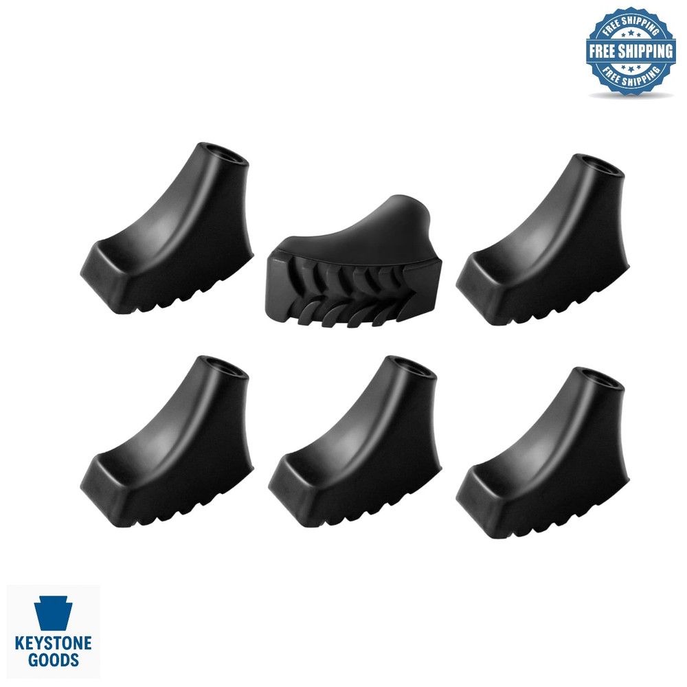 6 Pack Rubber Tips for Trekking Poles – Durable Replacement Protectors