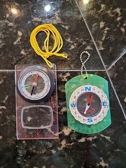 Vintage Compass Pair, Optic Green Brunton + Clear Magnifying