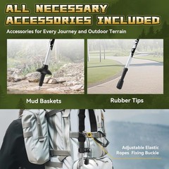 Lightweight Aluminum Collapsible Trekking Pole for Hiking (1 Pack)