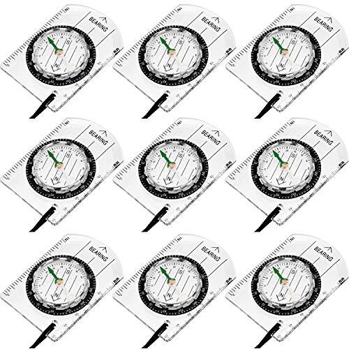 9 Pieces Orienteering Compass Hiking Backpacking Camping Compass Map Reading