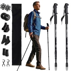 2X Hiking Trekking Poles Nordic Walking Sticks Adjustable Anti-shock Alpenstock