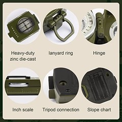 Compass, Compass Hiking with Survival Whistle, Luminous Compass Single Green