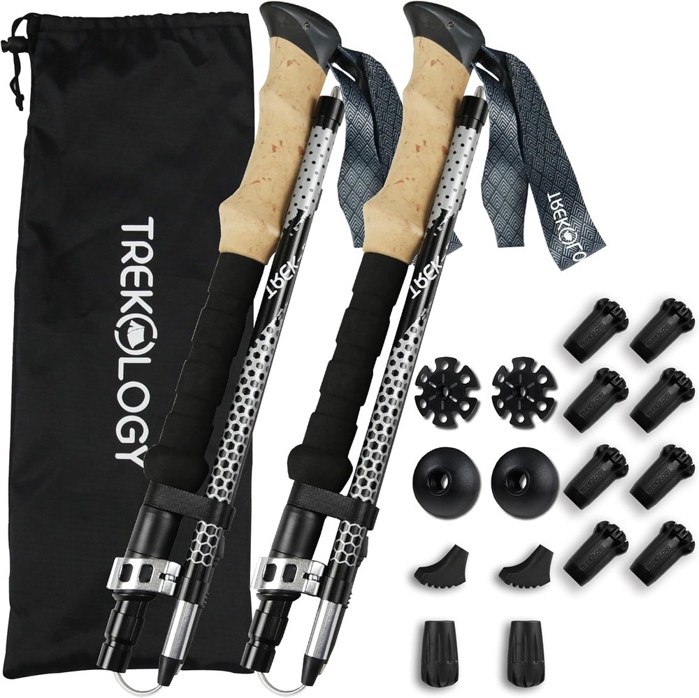 Trek-Z Collapsible Hiking & Trekking Poles -100cm-120cm (Black) Adjustable